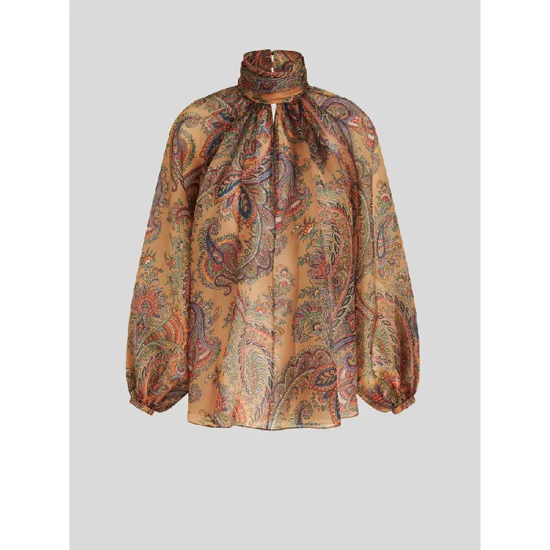 Easy Elegance Sales ORGANZA TOP WITH PAISLEY PRINT