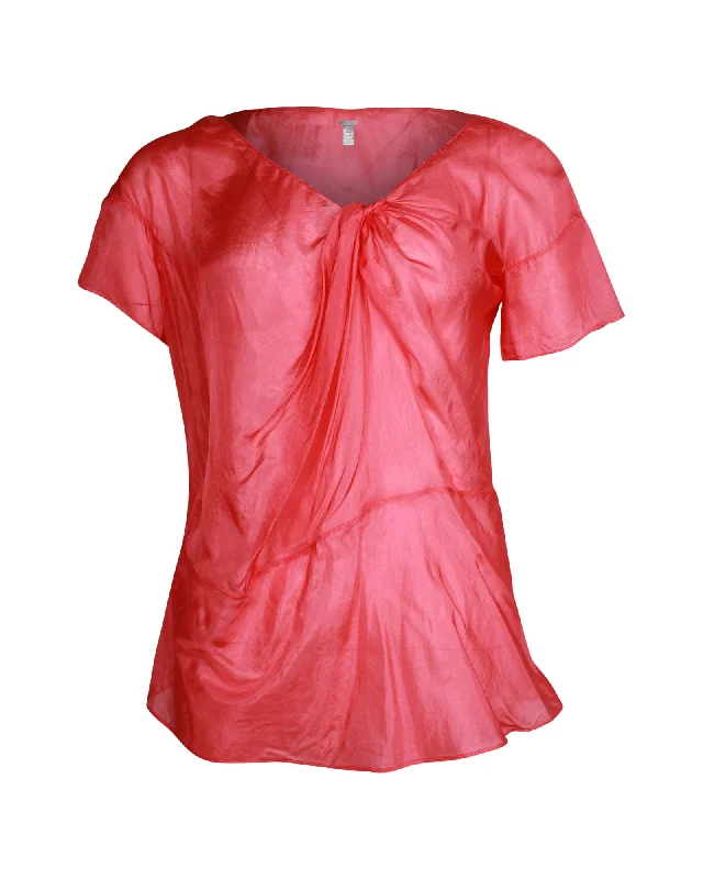 Stylish Deals Chloe Draped Top in Red Silk