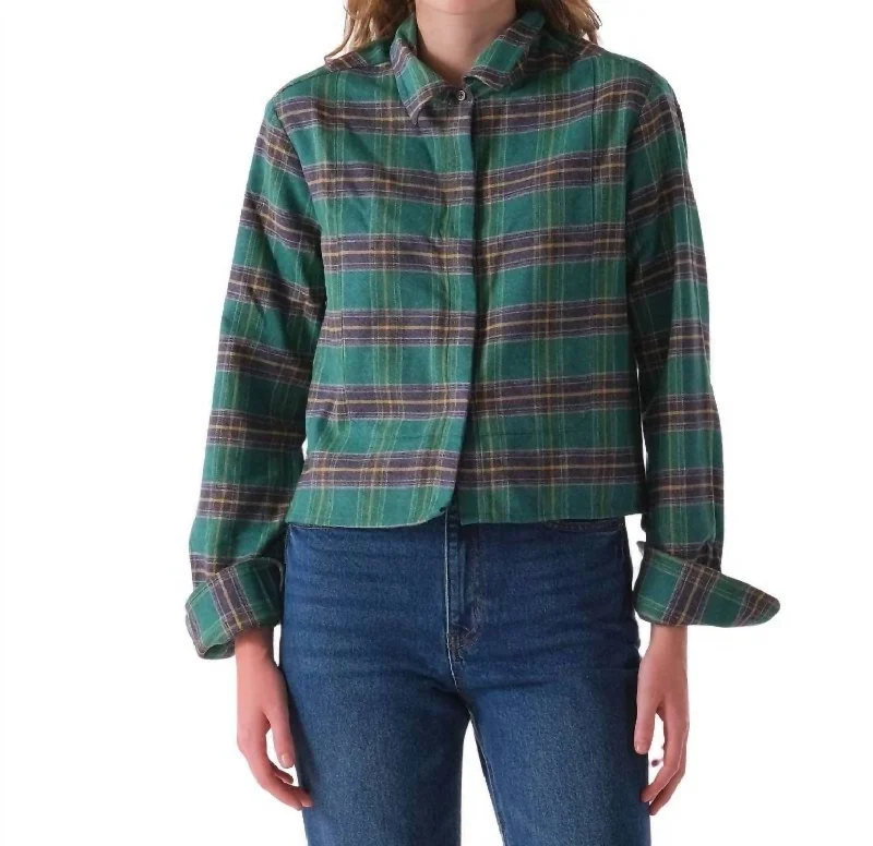 Top Deals Bib Japanese Flannel Shirt In Green Plaid