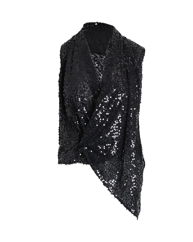 Embrace New Fashion Victoria Beckham Symmetric Top in Black Sequin