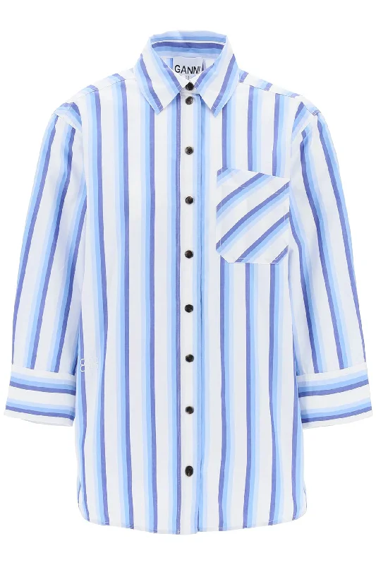 Don't Miss Out Ganni Women's "Oversized Striped Poplin Shirt