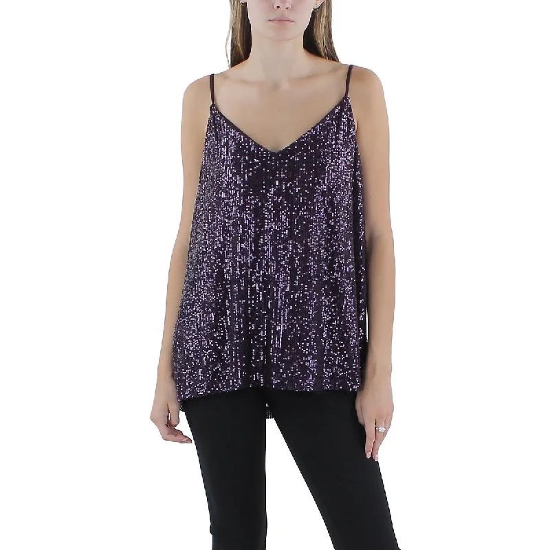 Timeless Elegance Redefined Womens Sequined V Neck Shell