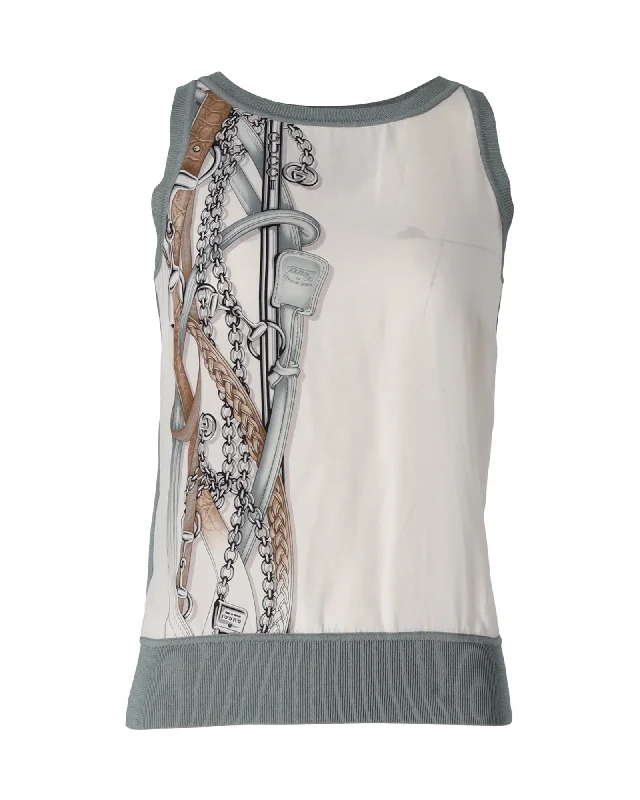 Fashion Sale Gucci Printed Jersey Top in White Silk