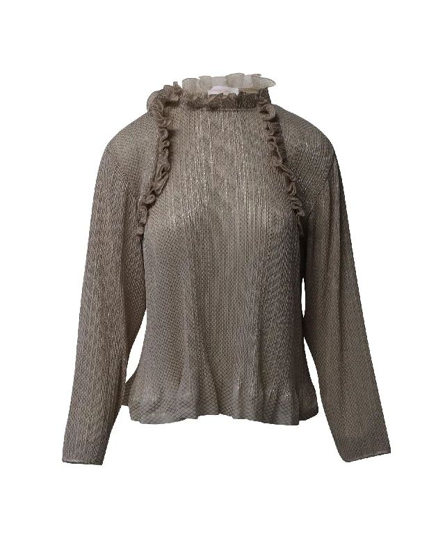 Save Big See by Chloe Ruffled Top in Sweet Beige Polyester