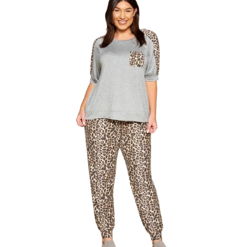 Stylish Statements Plus Size Cute Animal Print Pocket French Terry Casual Top