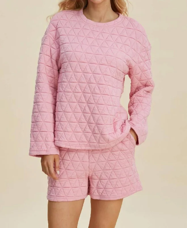 Limited Stock Textured Top And Shorts Set In Pink