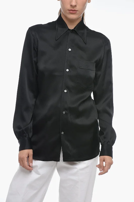 Fashion Sale Maison Margiela MM1 Satin Shirt with Spread Collar