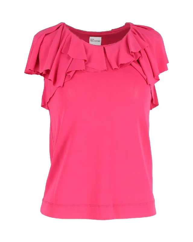 Chic Trends Unveiled Red Valentino Garavani Flouncy Top in Pink Silk Cotton