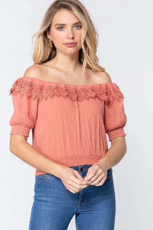 You'll Love Us Because Off Shoulder Lace Detailed Top