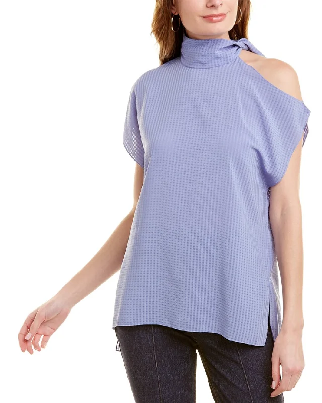 Chic Style Discounts Pearl by Lela Rose Sheer Check Top