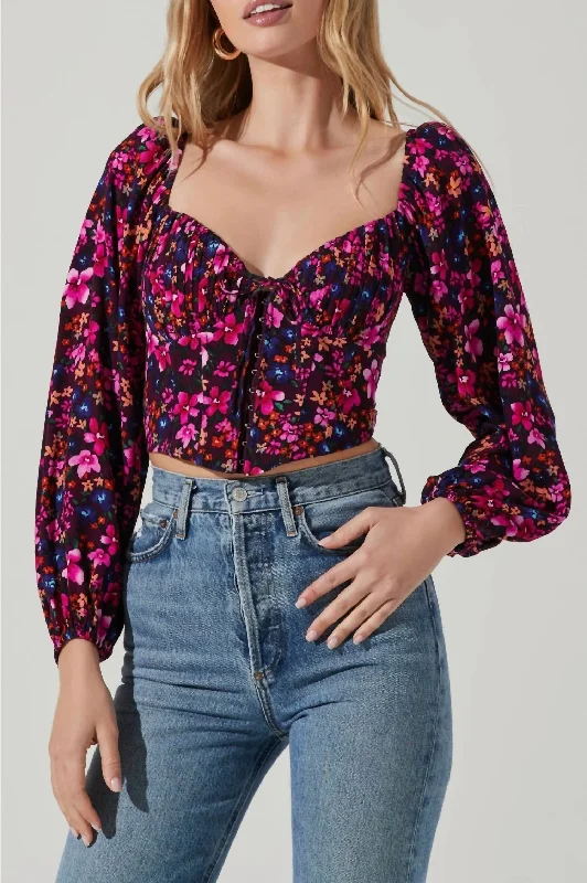 Affordable Trendy Fashion Edwina Top In Purple Multi