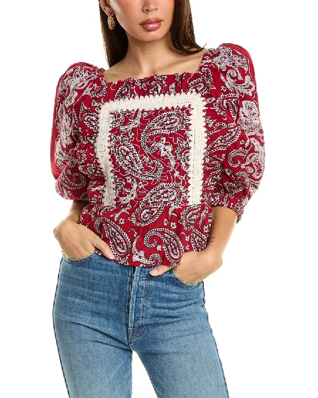 Sophisticated Street Style Offers SEA NY Theodora Paisley Print Puff Sleeve Top