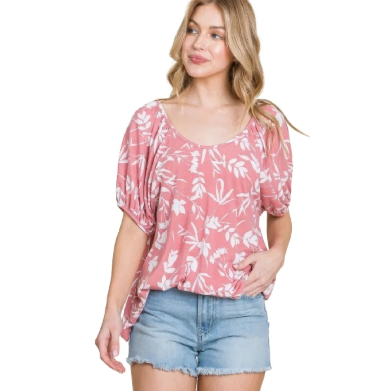 Contemporary Chic Promotions Floral T/r Span Babydoll Top