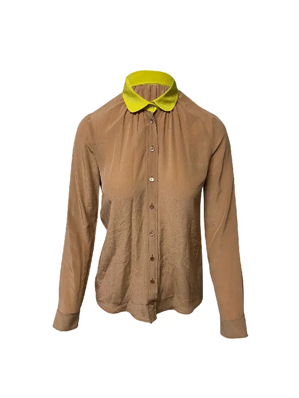 Flash Sale Fever Gucci Buttondown Shirt in Brown Silk