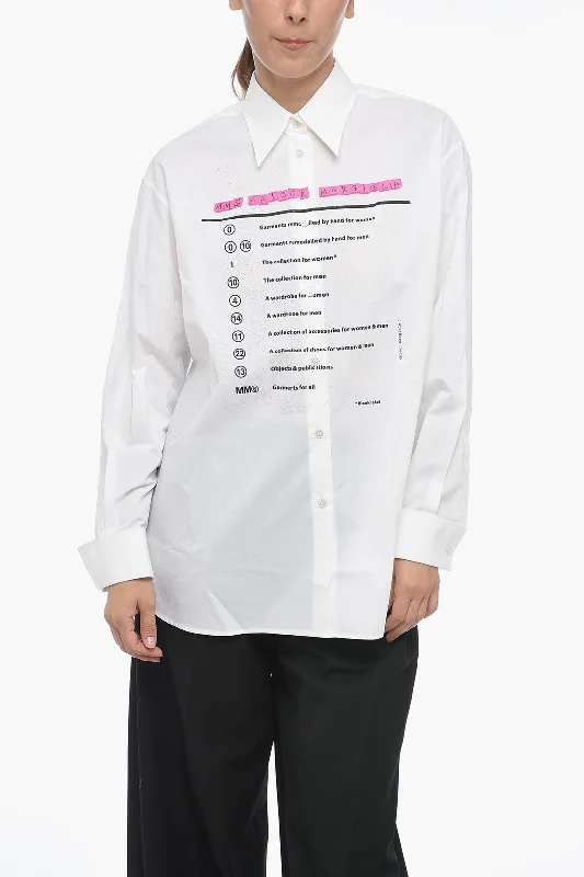 Fashion-Forward Maison Margiela MM6 Asymmetric Cotton Shirt with Print