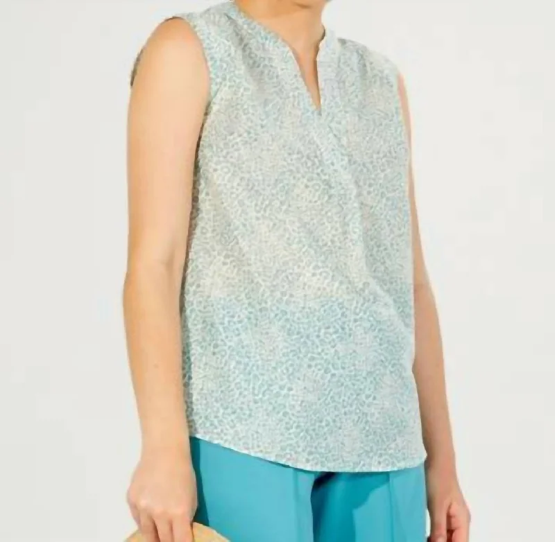 Vintage-Inspired Style Offers Fiorella Shirt In Aqua Leopard