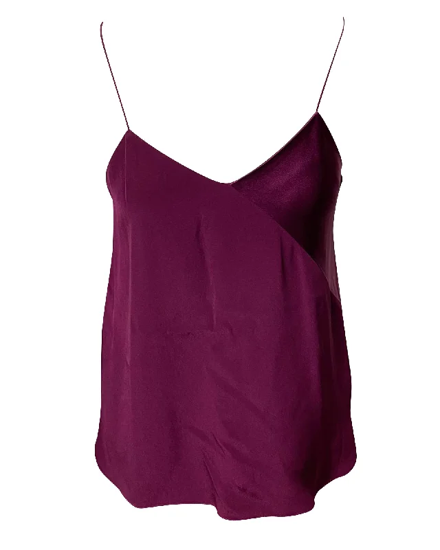 Limited Time Flash Sale Tibi V-neck Slip Top in Purple Silk