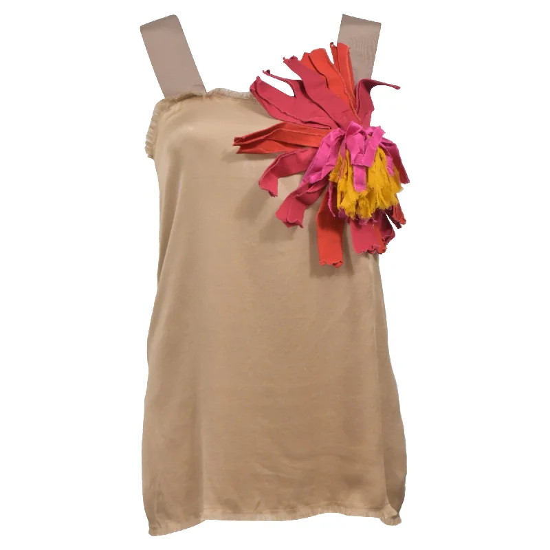 Smart Casual Deals Lanvin Evening Top with Large Floral Detail in Nude Silk