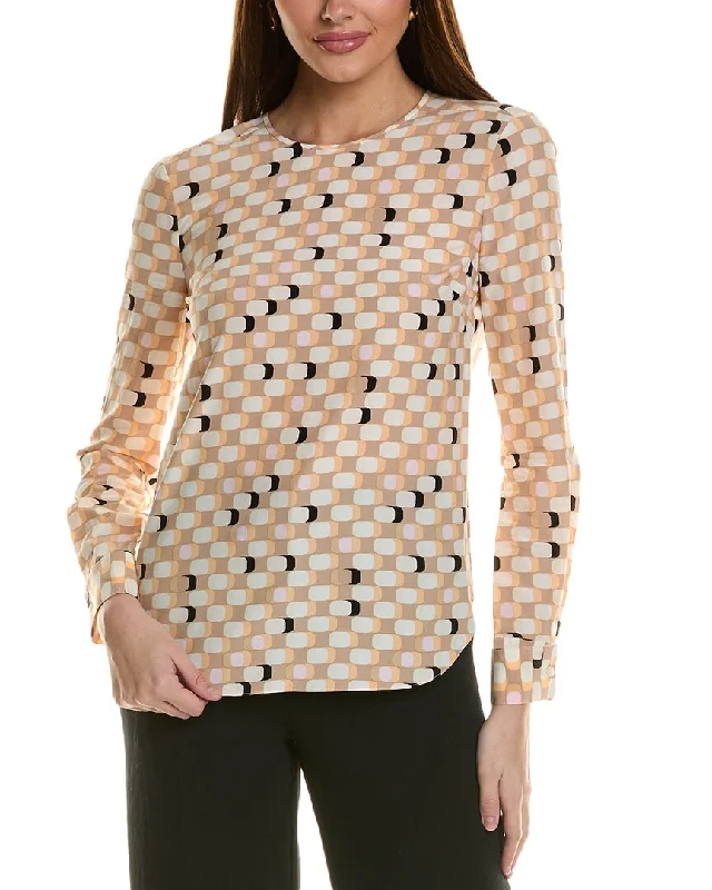 Top Deals St. John Geo Print Silk-Blend Top