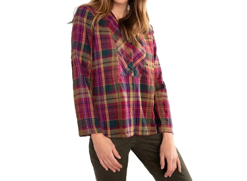 Chic Styles Windowpane Shirt In For Forest