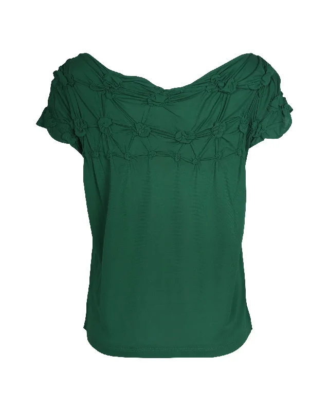 Luxury Fashion Discounts Prada Knot Detail Top in Green Viscose