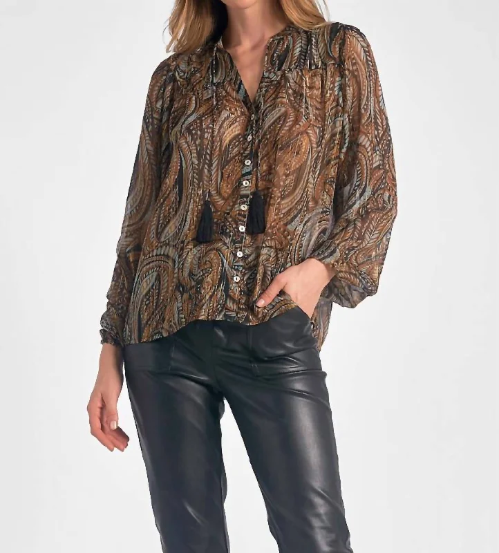 Casual Yet Chic Sales Paisley Top In Brown