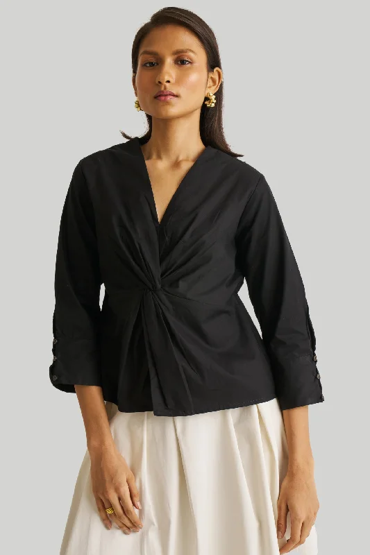 Discover Promotions Front Twist Top in Black