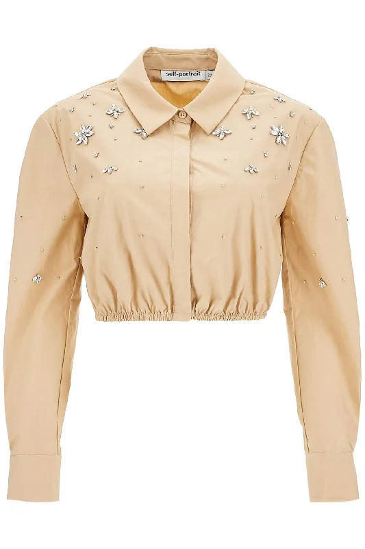 Top Deals Self Portrait Women's 'Cropped Shirt With Crystals'