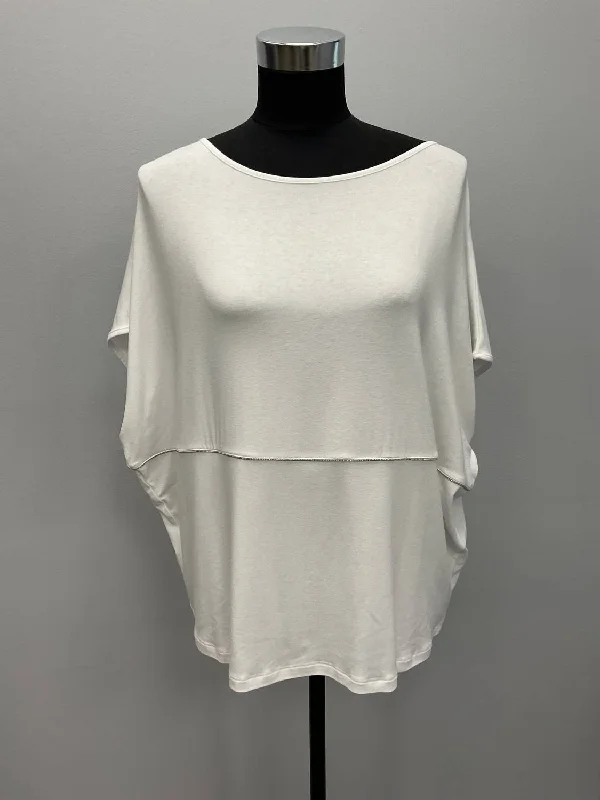 Chic & Cozy Collection White Monili Trimmed Top