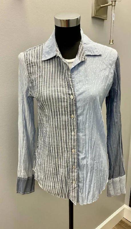 Dive Into Trendy Styles Multi-Pattern Chambray Shirt