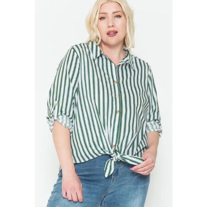 Bold Fashion Sales Multi Stripe Side Slit Cotton Shirt