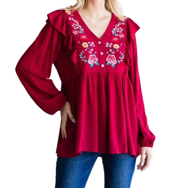 Limited Time Embroidered Babydoll Top