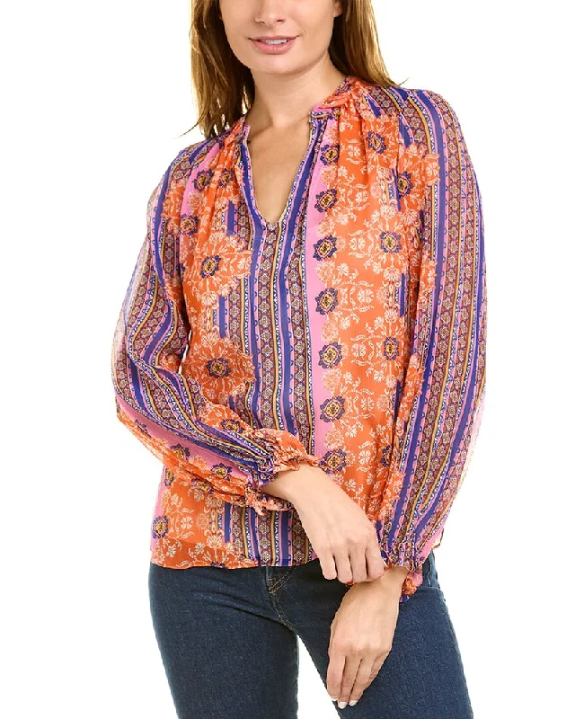 Big Savings Elie Tahari Crinkle Bali Silk Shirt