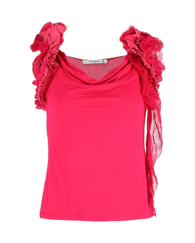 Top Brand Discounts Givenchy Ruffled Sleeve Top in Pink Viscose