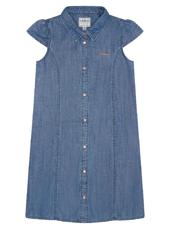 Women's Elegant Apparel Chic & Modern Sales Blue Denim Short Sleeve Dress (2-7)