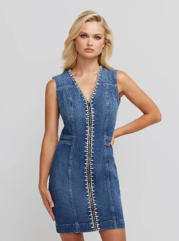 Women's Elegant Apparel New Arrivals Eco Blue Denim Naira Mini Dress