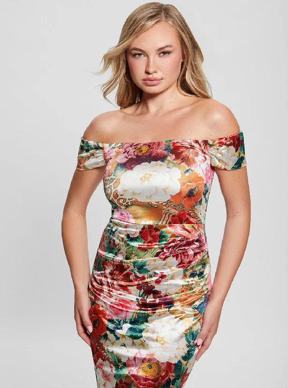 Women's Resort Apparel New In This Season Floral Print Off Shoulder Camila Mini Dress