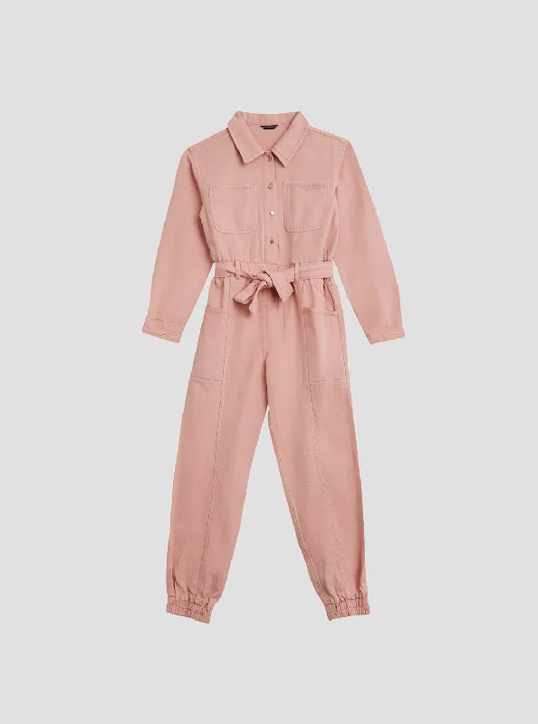 Women's Seasonal Wardrobe Clothing Mega Sale Pink Dye Twill Jumpsuit (7-16)