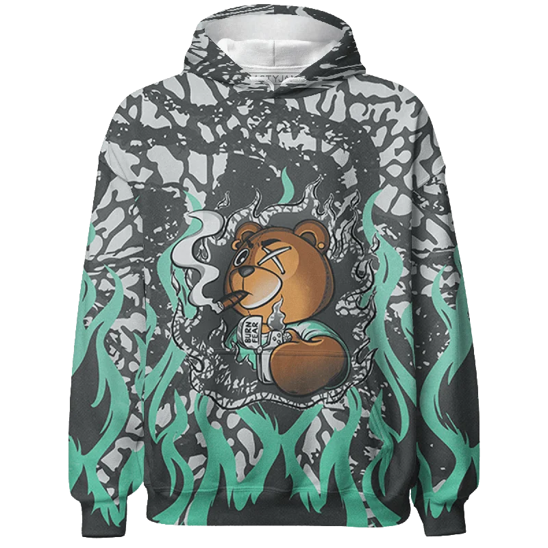 Trendy Unisex Streetwear Fashion Exclusive Deals Online NastyJamz Green Glow 3s Hoodie Match BER Burn Fear All-Over Print