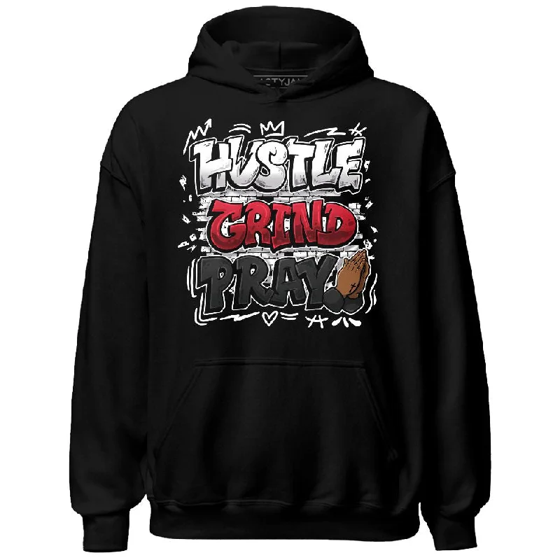 Unisex Casual Fashion Trends Vibrant Style Promotions Black Toe 14s NastyJamz Hoodie Match Hustle Grind Pray