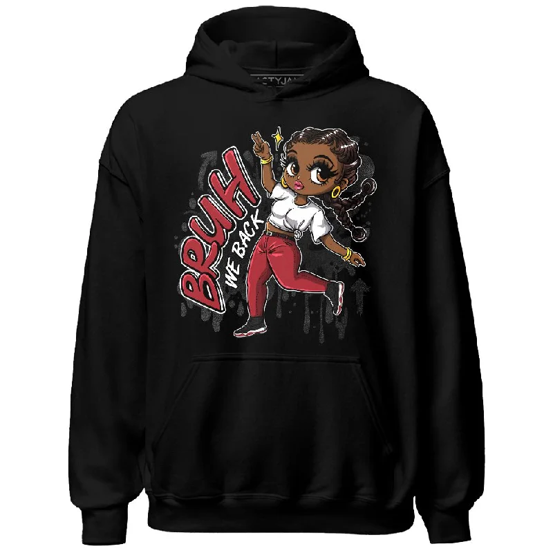 High-Quality Unisex Fashion Basics Chic Trends Unveiled Bred Velvet 11s NastyJamz Hoodie Match Bruh We Back Girl