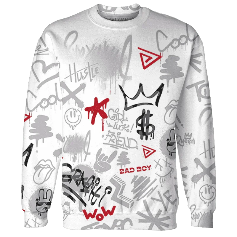 Functional And Stylish Unisex Outerwear Enjoy Discount NastyJamz Cement Grey 3s Sweatshirt Match Graffiti King Doodle Style All-Over Print