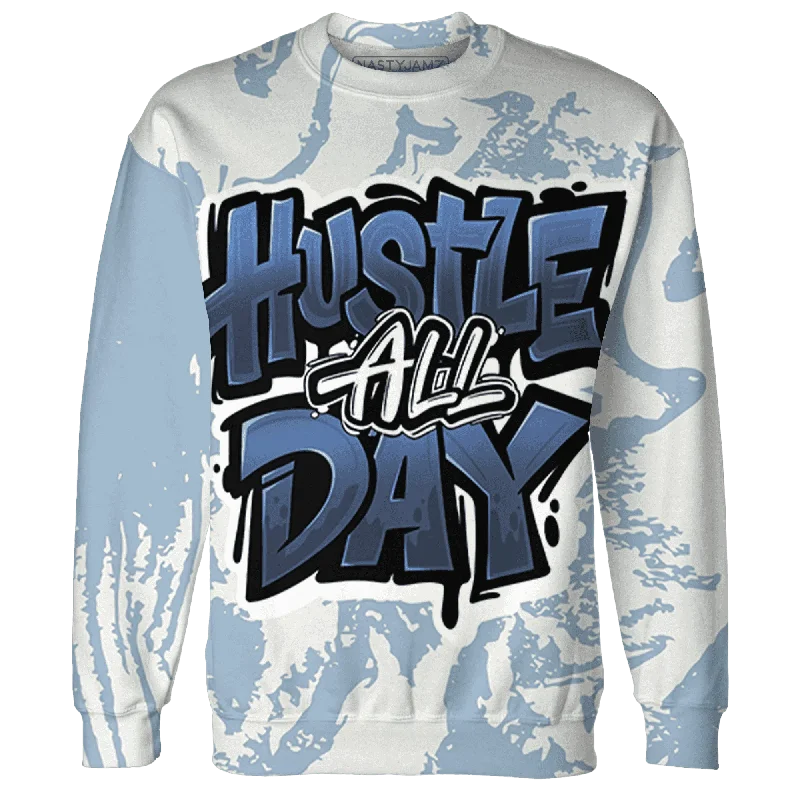 Sleek And Comfortable Unisex Wear Limited Stock, Big Discounts NastyJamz Mid Diffused Blue Grey 1s Sweatshirt Match Hustle All Day All-Over Print