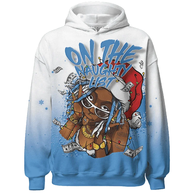 Gender-Neutral Fashion For Everyday Style Quick Grab Deals Univercitii Carolina Blue 17s NastyJamz Hoodie Match Xmas Naughty List All-Over Print