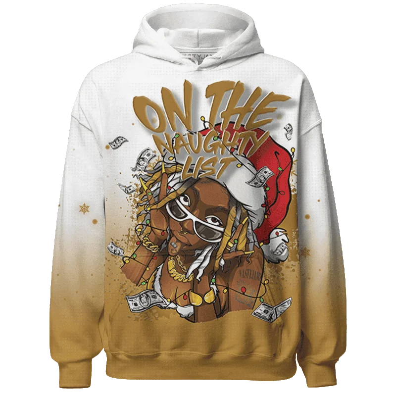 Trendy Unisex Streetwear Fashion Shop Sale Items Wheat 13s NastyJamz Hoodie Match Xmas Naughty List All-Over Print