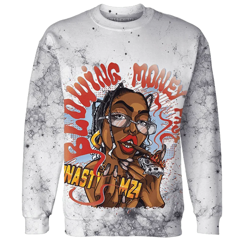 Modern Unisex Streetwear Outfits Spring Offer NastyJamz White Navy 6s Sweatshirt Match Blowing Money Fast Girl All-Over Print