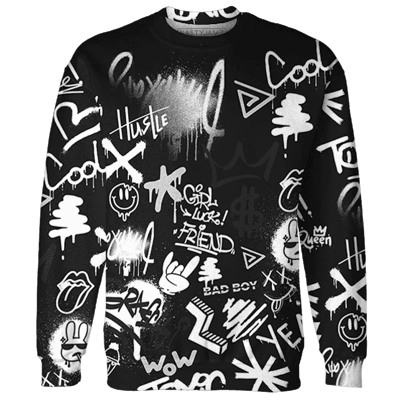 Modern Unisex Clothing For Any Occasion Style Redefined NastyJamz White Thunder 4s Sweatshirt Match Graffiti King Doodle Style All-Over Print