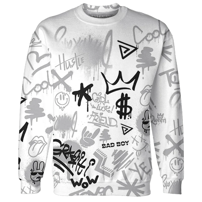 Urban-Inspired Unisex Fashion Pieces Seasonal Fashion NastyJamz Wolf Grey 1s Sweatshirt Match Graffiti King Doodle Style All-Over Print